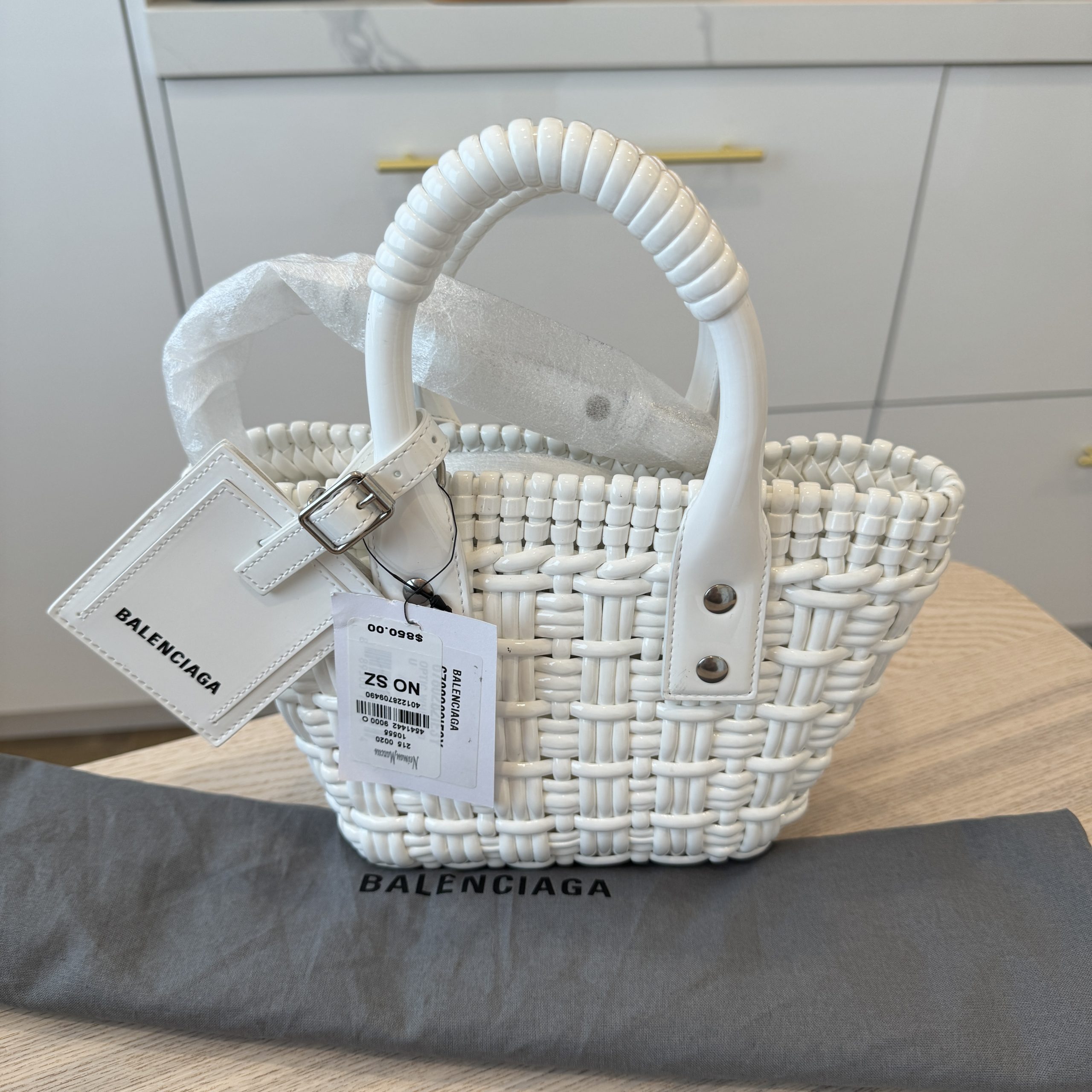 Balenciaga Bistro XXS Basket With Strap White