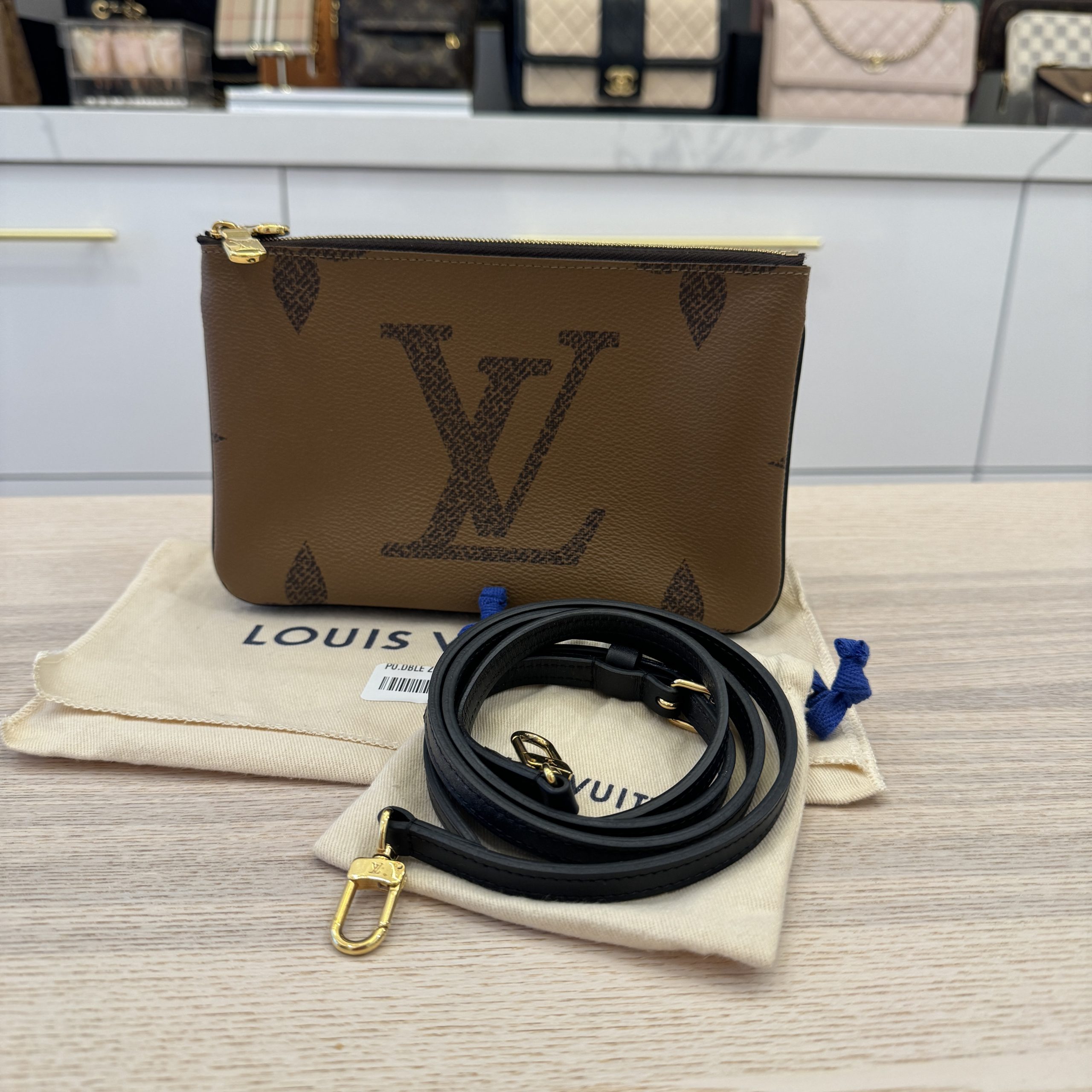 Louis vuitton double discount zip pochette reverse monogram