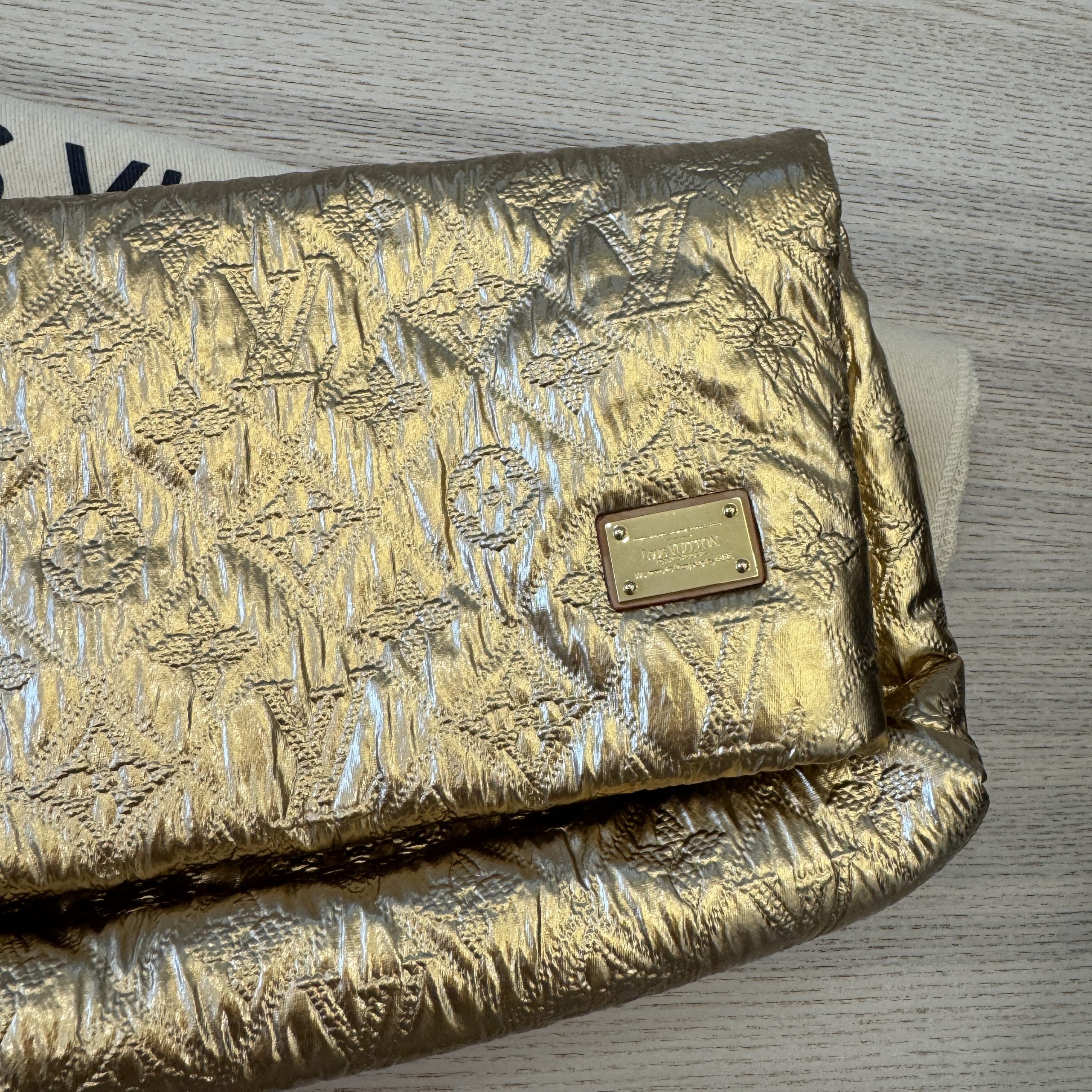 Louis Vuitton Jacquard Quilted Monogram Limelight Clutch GM Gold