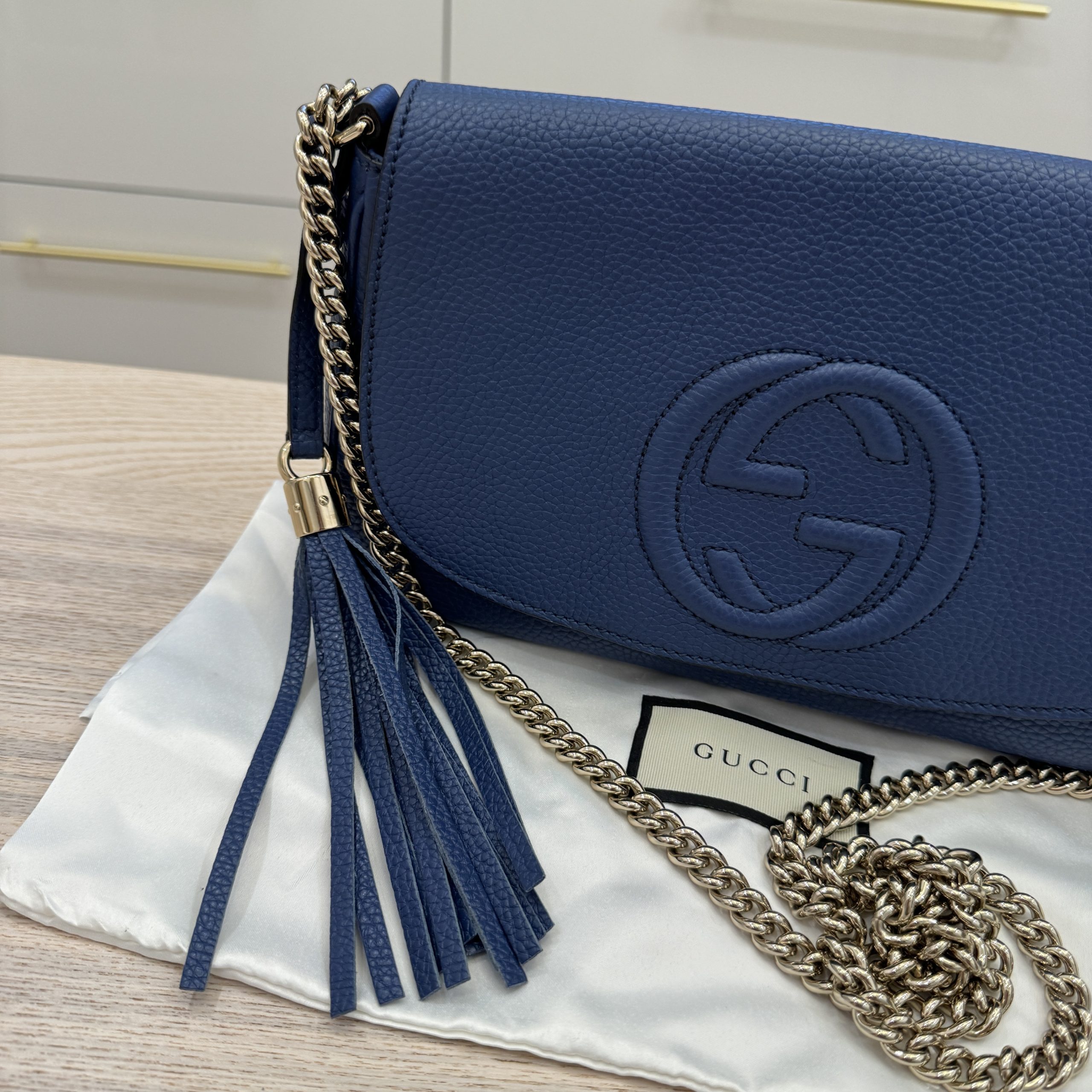 Gucci Disco Soho Blue Chain Cross Body Handbag