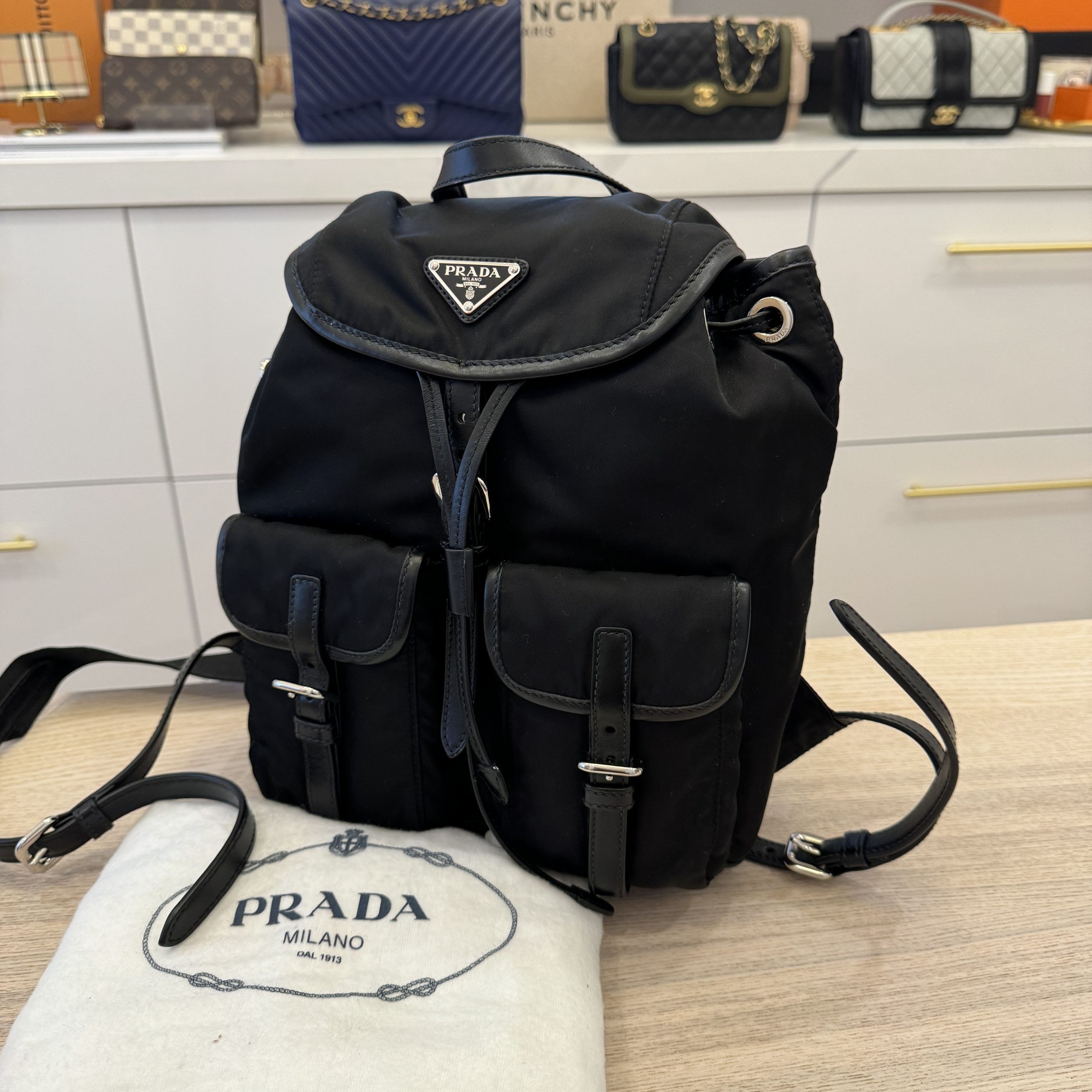 Prada Nylon Vela Medium Backpack Black