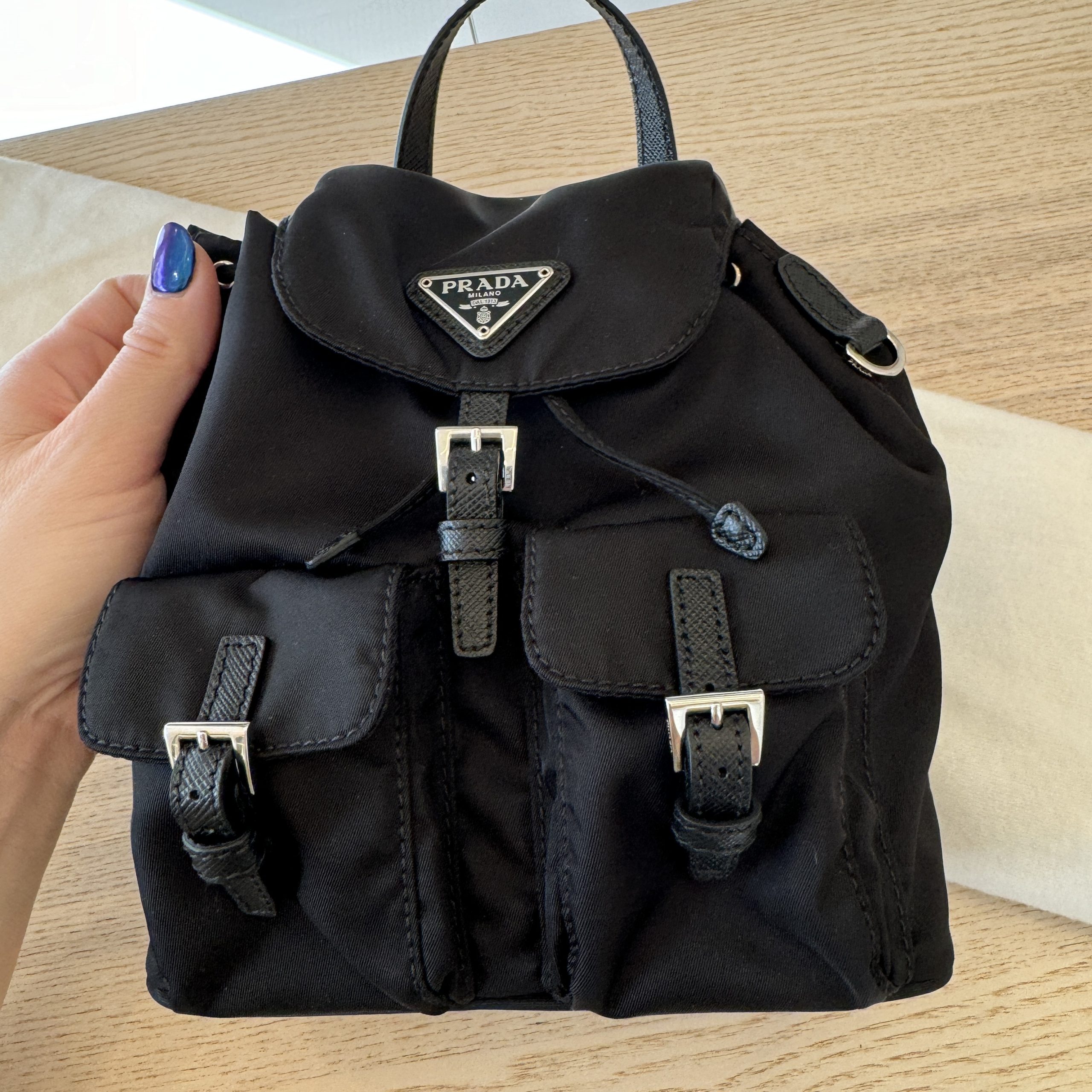 Prada Nylon Vela Mini Crossbody Backpack Black