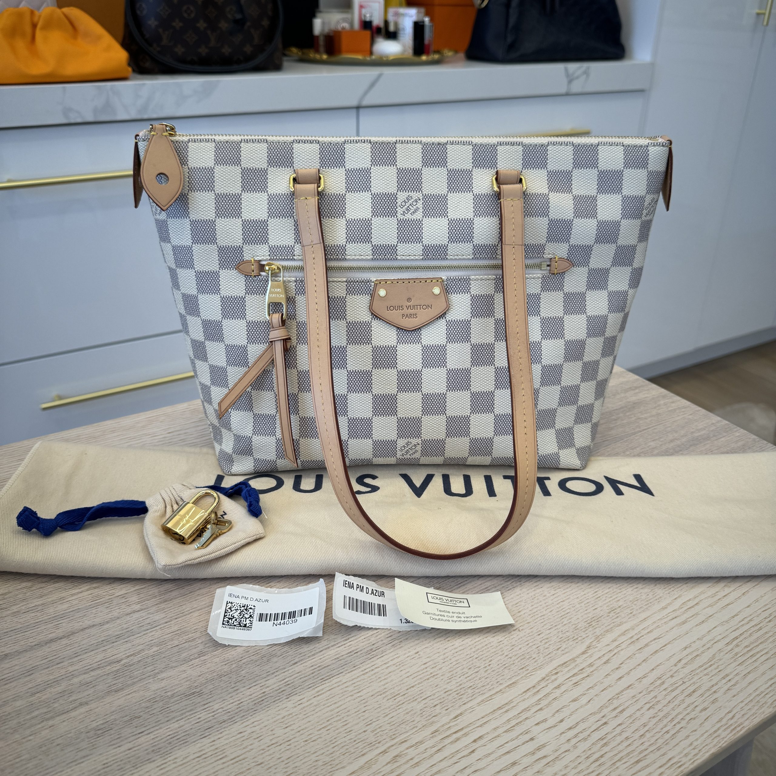 Iena pm damier discount azur