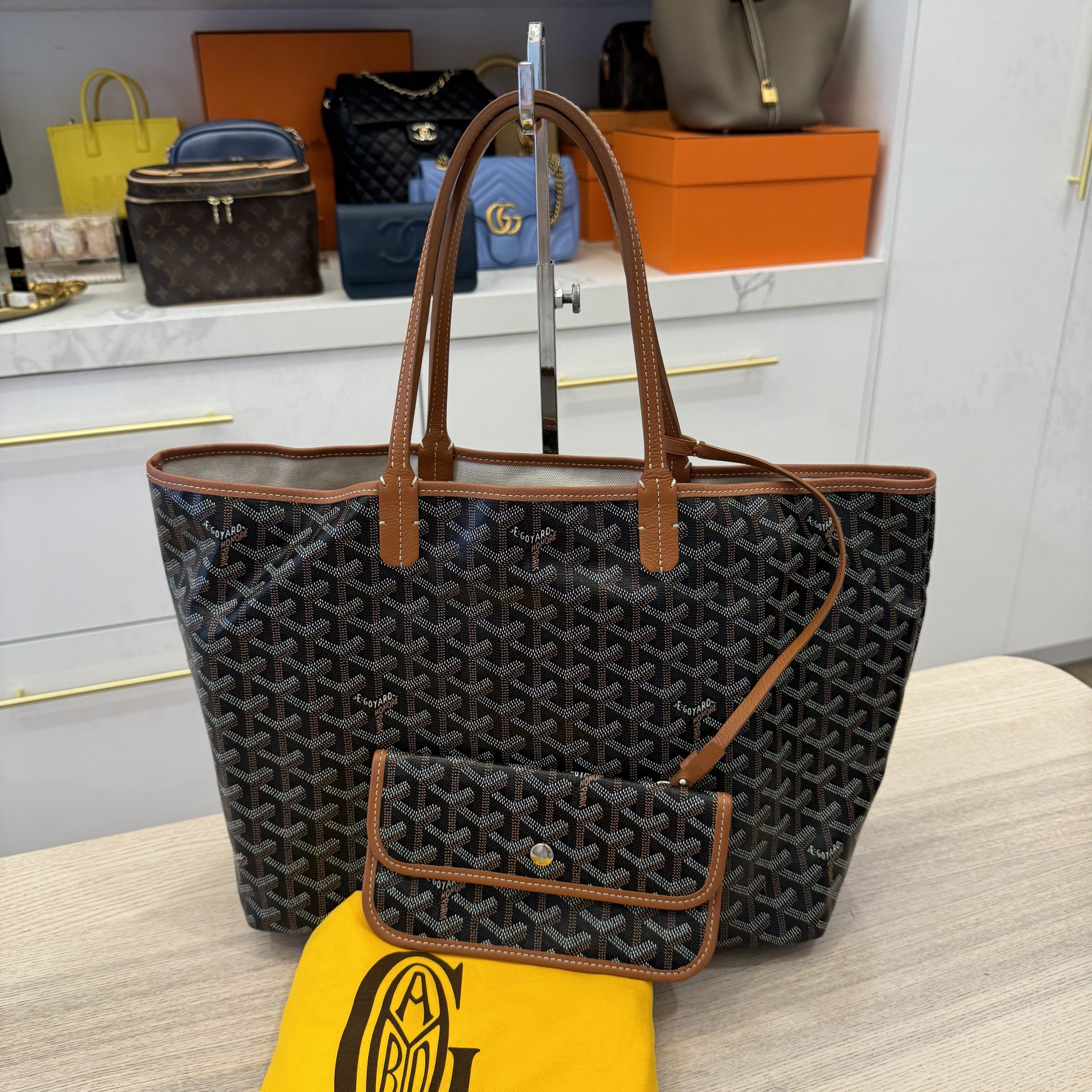 Goyard Goyardine Saint Louis PM Black and Tan